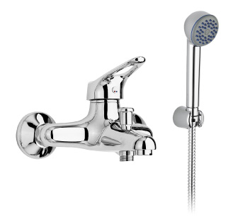 6316 - Single lever bath mixer with flexible hose and adjustable hand shower