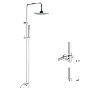 7874 - Brass shower column ø 23 mm, complete with ABS shower head ø 200 mm no limestone, flexible hose cm 150 and no limestone hand shower
