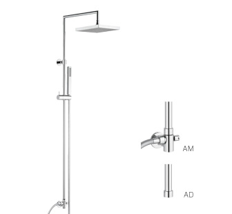 8474 - Brass shower column 23x23 mm, complete with ABS shower head 200x200 mm no limestone, flexible hose cm 150 and no limestone hand shower