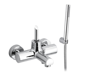 7816J - Single lever bath mixer with flexible hose and adjustable hand shower