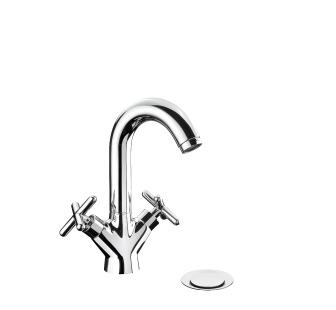 8521 - Single hole basin mixer with 1”1/4 pop-up waste and flexible pipes
